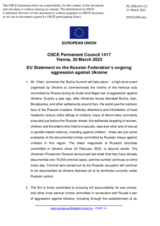 Statement by the Swedish EU Presidency on the Russian Federation’s ongoing aggression against Ukraine