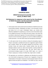 Statement by the Swedish EU Presidency in response to the report by the Co-ordinator of OSCE Economic and Environmental Activities, Ambassador Igli Hasani