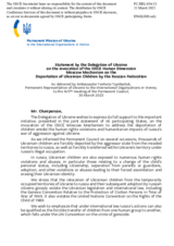 Statement by the Delegation of Ukraine on the invocation of the Moscow Mechanism to address the deportation of children amidst human rights violations and humanitarian impacts of Russia’s war of aggression against Ukraine