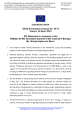 Statement by the Swedish EU Presidency in response to the address by the Secretary General of the Council of Europe, Ms. Marija Pejčinović Burić
