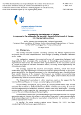 Statement by the Delegation of Ukraine in response to the address by the Secretary General of the Council of Europe, Ms. Marija Pejčinović Burić
