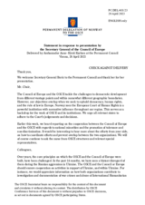 Statement by the Delegation of Norway in response to the address by the Secretary General of the Council of Europe, Ms. Marija Pejčinović Burić