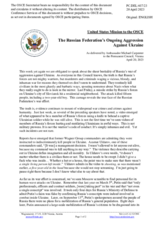 Statement by the Delegation of the United States of America on the Russian Federation’s ongoing aggression against Ukraine