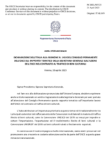 Dichiarazione dell’Italia sul Rapporto tematico della Segretaria generale sull’azione dell’OSCE nel contrasto al traffico di beni culturali