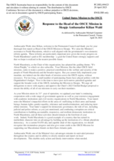 Statement by the Delegation of the United States of America in response to the report by the Head of the OSCE Mission to Skopje, Ambassador Kilian Wahl