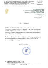 Response by the Delegation of Ireland to the Questionnaire on the Code of Conduct on Politico-Military Aspects of Security