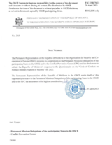 Response by the Delegation of Moldova to the Questionnaire on the Code of Conduct on Politico-Military Aspects of Security
