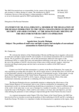 Statement by the Delegation of the Russian Federation on the Security dialogue on Small Arms and Light Weapons and Stockpiles of Conventional Ammunition in South-East Europe