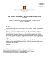 Statement by the Delegation of Norway on the Russian Federation’s ongoing aggression against Ukraine