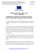 Statement by the Swedish EU Presidency in response to the report by the Head of the OSCE Mission to Montenegro, Ms. Dominique Waag