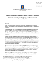 Statement by the Delegation of Norway in response to the report by the Head of the OSCE Mission to Montenegro, Ms. Dominique Waag