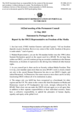 Statement by the Delegation of Portugal in response to the report by the OSCE Representative on Freedom of the Media, Ms. Teresa Ribeiro
