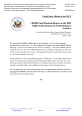 Statement by the Delegation of the United States of America on the Final report of the ODIHR Limited Election Observation Mission on the 2022 midterm elections in the United States of America