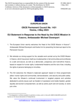 Statement by the Swedish EU Presidency in response to the report by the Head of the OSCE Mission to Kosovo, Ambassador Michael Davenport
