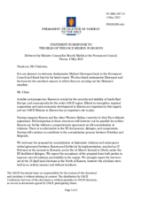 Statement by the Delegation of Norway in response to the report by the Head of the OSCE Mission to Kosovo, Ambassador Michael Davenport