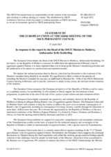 Statement by the Swedish EU Presidency in response to the report by the Head of the OSCE Mission to Moldova, Ambassador Kelly Keiderling