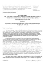 Statement by the Delegation of the Russian Federation in response to the address by the Secretary General of the Council of Europe, Ms. Marija Pejčinović Burić