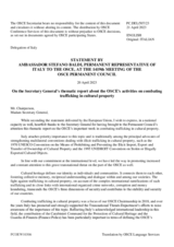 Statement by the Delegation of Italy in response to the Secretary General’s Thematic report on “Combating the trafficking of cultural Property: Protecting our heritage while tackling organized crime”