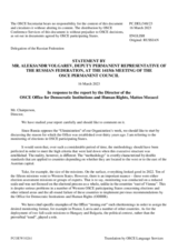 Statement by the Delegation of the Russian Federation in response to the report by the Director of the Office for Democratic Institutions and Human, Mr. Matteo Mecacci
