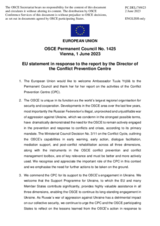 Statement by the Swedish EU Presidency in response to the report by the Director of the Conflict Prevention Centre, Ambassador Tuula Yrjölä
