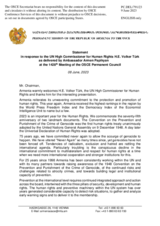 Statement by the Delegation of Armenia in response to the address by the United Nations High Commissioner for Human Rights, H.E. Mr. Volker Türk