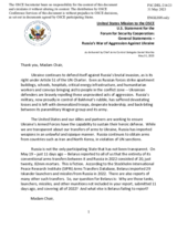 Statement by the Delegation of the United States of America on the Russian war of aggression against Ukraine