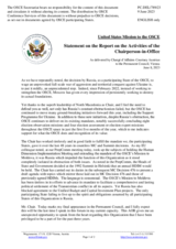 Statement by the Delegation of the United States of America in response to the Report on the Activities of the Chairman-in-Office