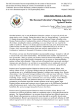 Statement by the Delegation of the United States of America on the Russian Federation’s ongoing aggression against Ukraine