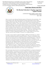Statement by the Delegation of the United States of America on the Russian Federation’s ongoing aggression against Ukraine