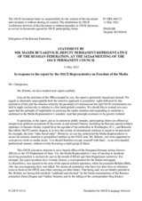 Statement by the Delegation of the Russian Federation in response to the report by the OSCE Representative on Freedom of the Media, Ms. Teresa Ribeiro