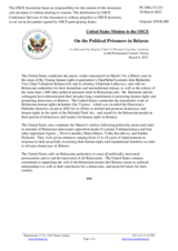 Statement by the Delegation of the United States of America on the political prisoners in Belarus