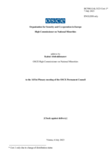 Report by the High Commissioner on National Minorities, Ambassador Kairat Abdrakhmanov