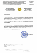 Response by the Delegation of Armenia to the Questionnaire on Anti-Personnel Mines and Explosive Remnants of War
