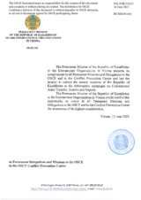 Information Exchange by the Delegation of Kazakhstan on Conventional Arms Transfer