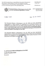 Response by the Delegation of Montenegro to the Questionnaire on Participating States’ Policy and/or National Practices and Procedures for the Export of Conventional Arms and Related Technology