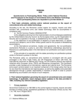 Response by the Delegation of Romania to the Questionnaire on Participating States’ Policy and/or National Practices and Procedures for the Export of Conventional Arms and Related Technology