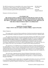 Statement by the Delegation of the Russian Federation on the OSCE Code of Conduct on Politico-Military Aspects of Security
