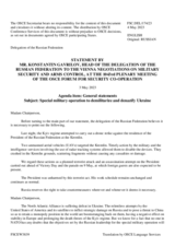 Statement by the Delegation of the Russian Federation on the special military operation to denazify and demilitarize Ukraine