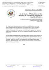 Statement by the Delegation of the United States of America on the violent assassination of the civic activist Mr. Oleg Horjan, a political actor from the Transnistrian region of the Republic of Moldova