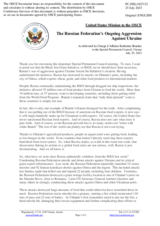 Statement by the Delegation of the United States of America on the Russian Federation’s ongoing aggression against Ukraine