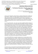 Statement by the Delegation of the United States of America on the Russian Federation’s ongoing aggression against Ukraine