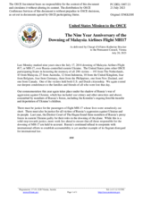 Statement by the Delegation of the United States of America on the 9th anniversary of the downing of Malaysia Airlines flight MH17 on 17 July 2014