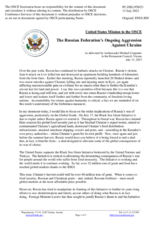 Statement by the Delegation of the United States of America on the Russian Federation’s ongoing aggression against Ukraine