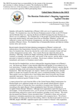 Statement by the Delegation of the United States of America on the Russian Federation’s ongoing aggression against Ukraine