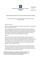 Statement by the Delegation of Norway on the Russian Federation’s ongoing aggression against Ukraine