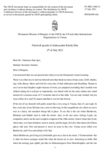 Farewell statement of the Permanent Representative of Hungary to the OSCE, H.E. Ambassador K. Dán