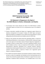 Statement by the Swedish EU Presidency in response to the report by the Head of the OSCE Mission to Serbia, Ambassador Jan Braathu