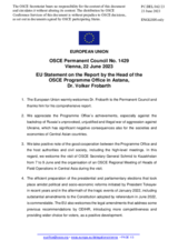 Statement by the Swedish EU Presidency in response to the report by the Head of the OSCE Programme Office in Astana, Dr. Volker Frobarth
