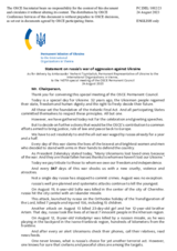 Statement by the Delegation of Ukraine on the Russian Federation’s ongoing aggression against Ukraine