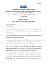 Remarks of the OSCE Secretary General Helga Maria Schmid at the side-event of the Conference on Gender Equality and Women’s Empowerment